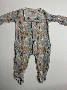 Magnetic Me Gray Romper with Bird Print
